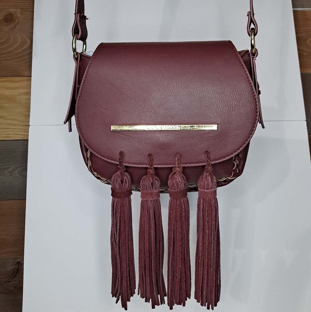 Steve Madden burgundy tassel crossbody